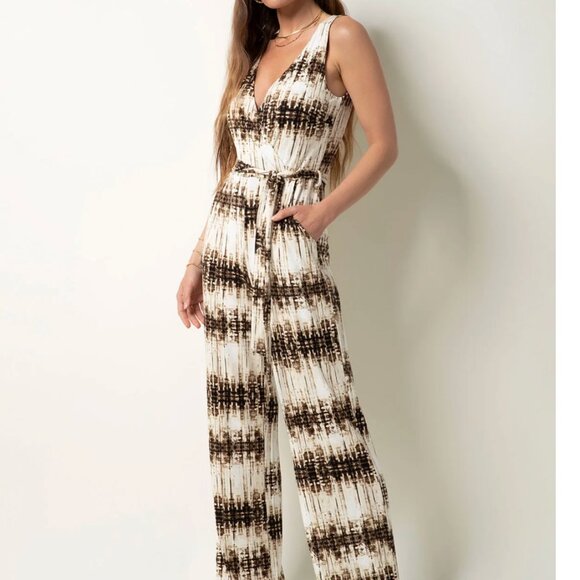 Tart Collections Valencia Rayon Jumper Brown White Print Size Small - Picture 1 of 8